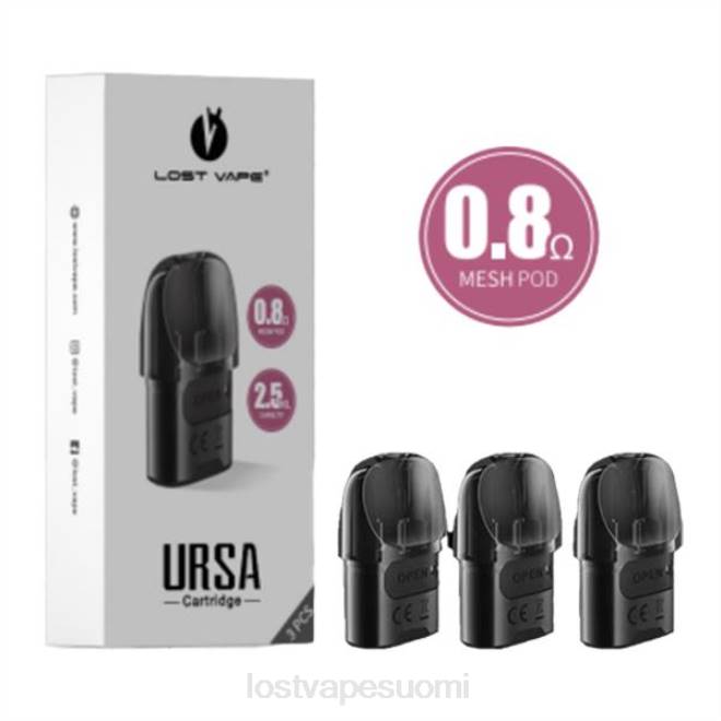 Lost Vape URSA varaosat | 2,5 ml (3 pakkaus) musta 0,8 ohm BJXT123 | Lost Vape Flavors